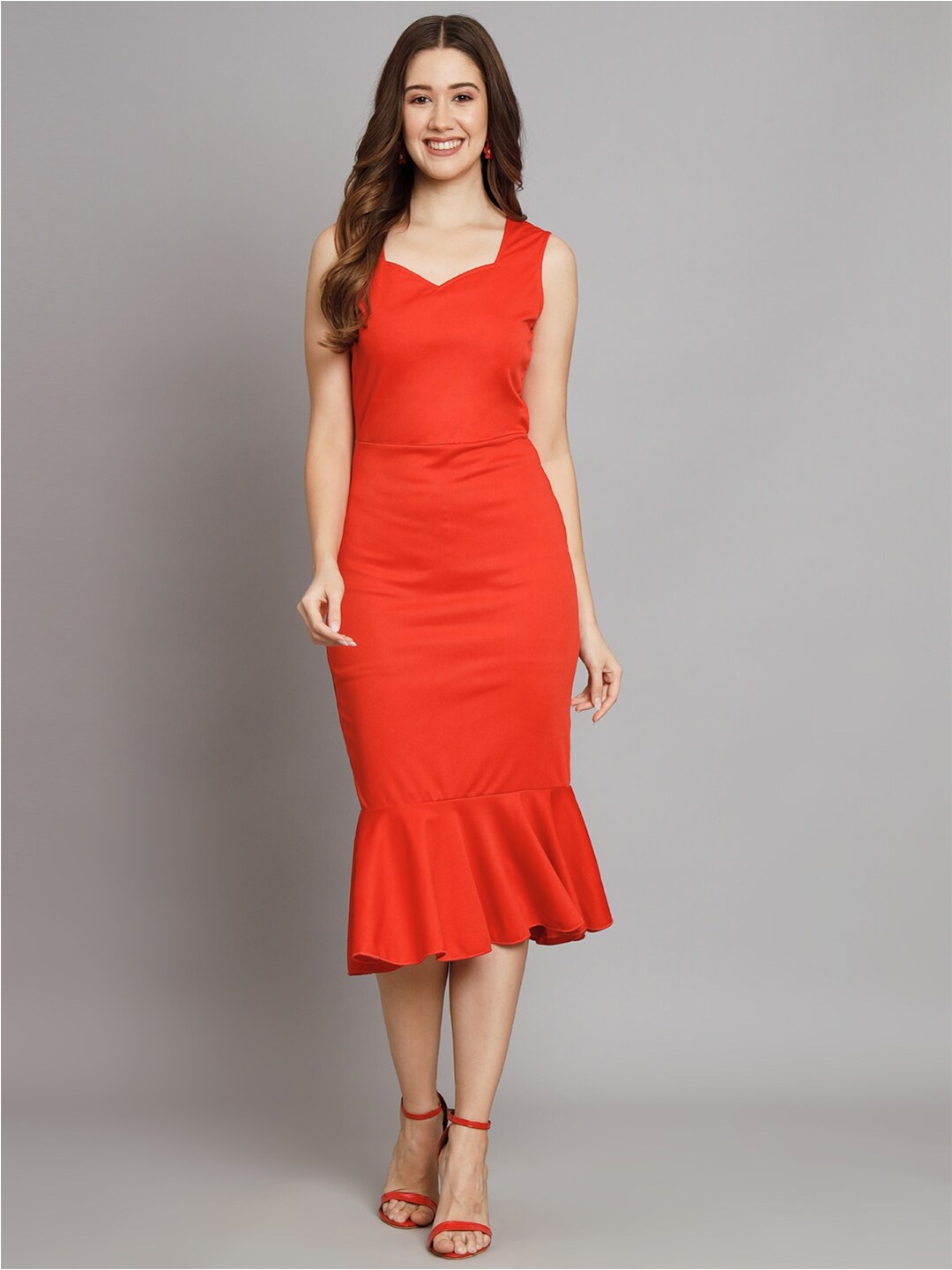

VAARARO Sleeveless Sheath Midi Dress, Red
