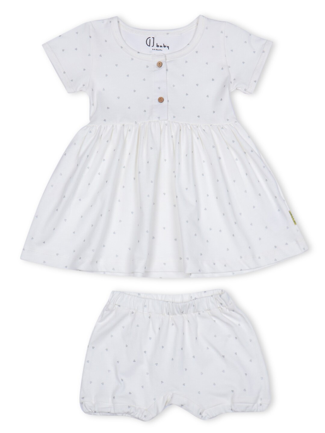 

GJ baby Infants Girls Conversational Printed Cotton Fit & Flare Dress, White