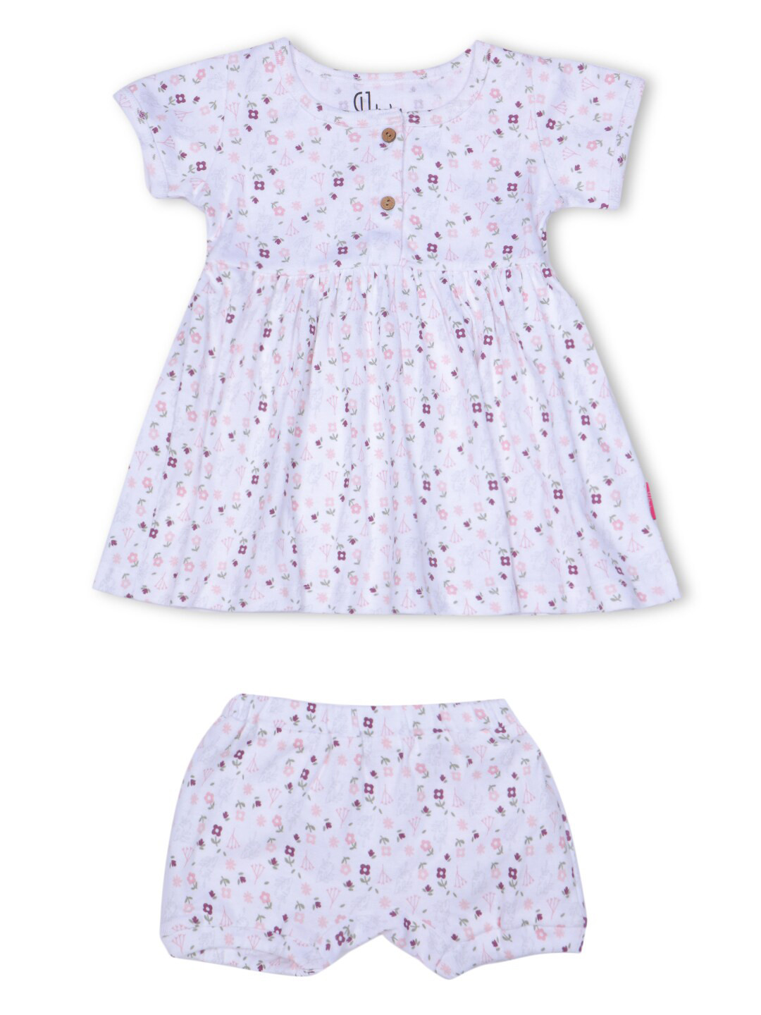 

GJ baby Infants Girls Floral Printed Cotton Fit & Flare Dress, White