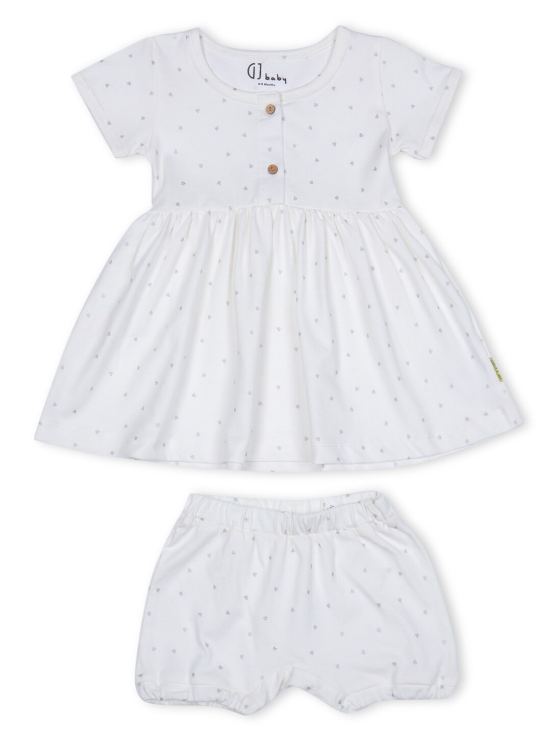 

GJ baby Infants Girls Conversational Printed Cotton Fit & Flare Dress, White