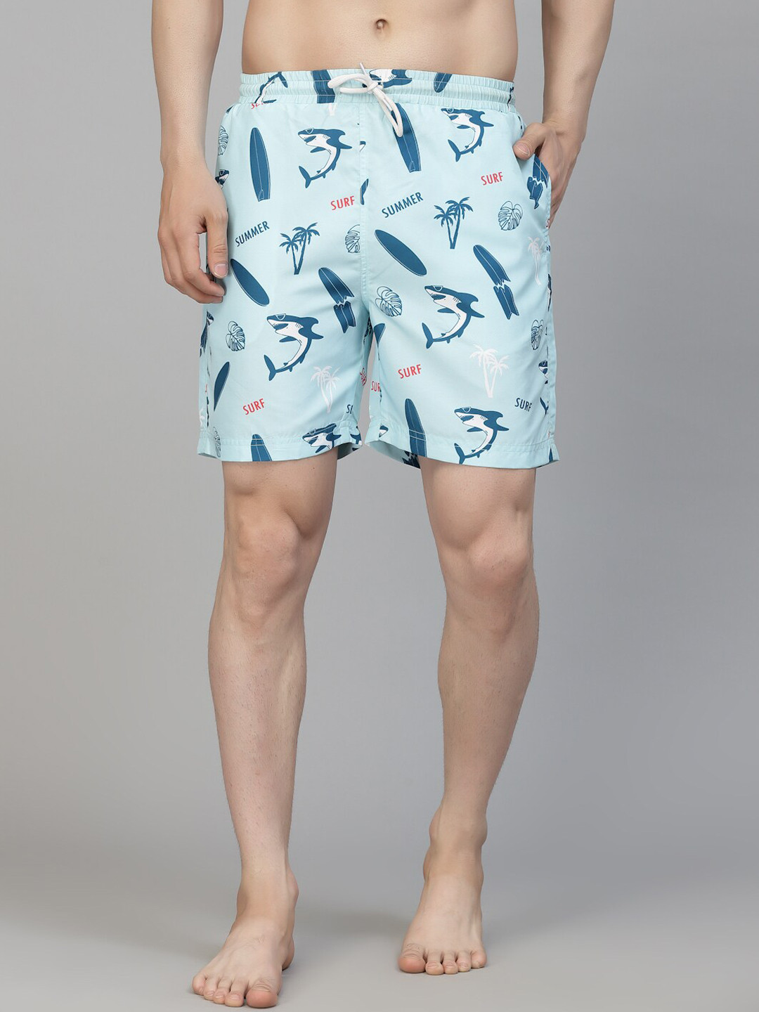 

Style Quotient Men Nautical Printed Mid Rise Swim Bottom, Blue