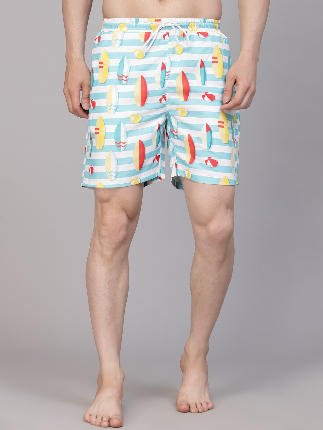 Style Quotient Men Nautical Printed Mid Rise Swim Bottom, Blue