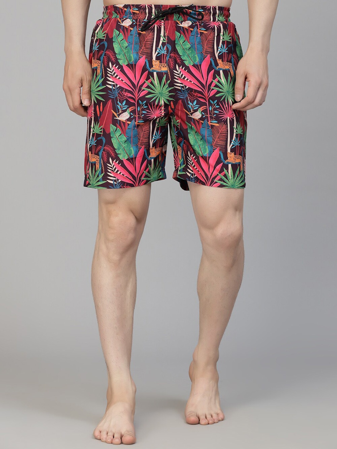 Style Quotient Men Tropical Printed Mid Rise Swim Bottom, Multi
