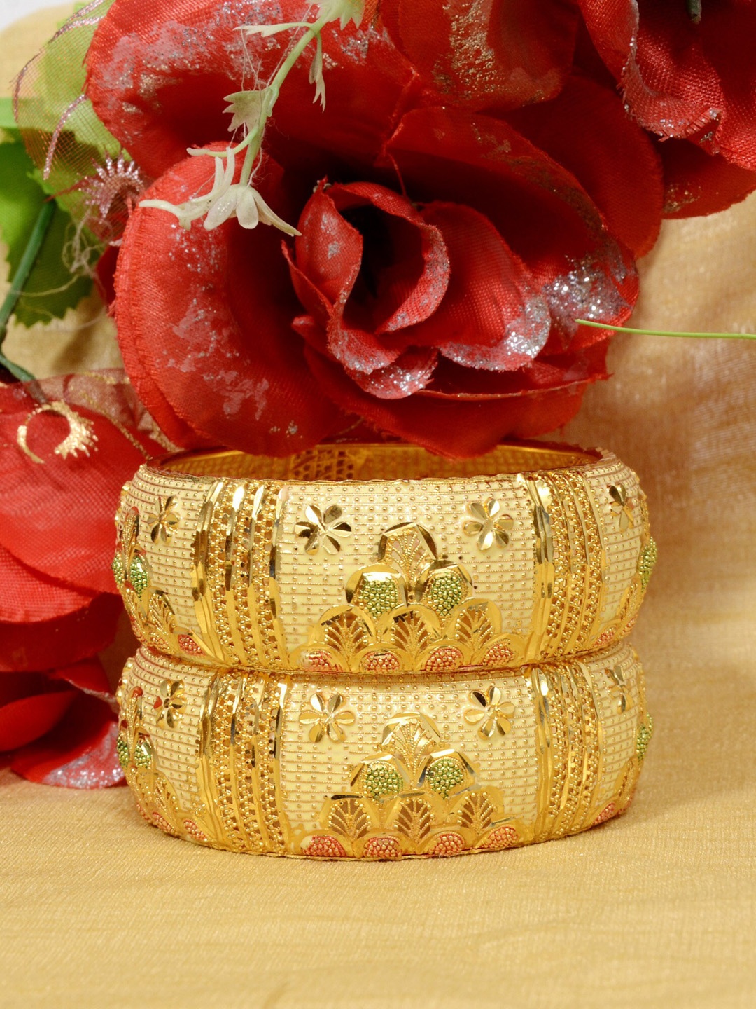 

MANSIYAORANGE Set Of 2 Gold-Plated Bangles
