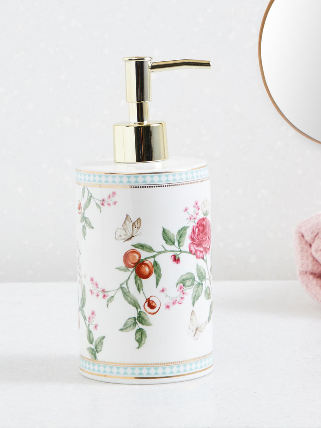 

Home Centre Nova Hoovu White & Red Printed Ceramic Soap Dispenser - 530ml