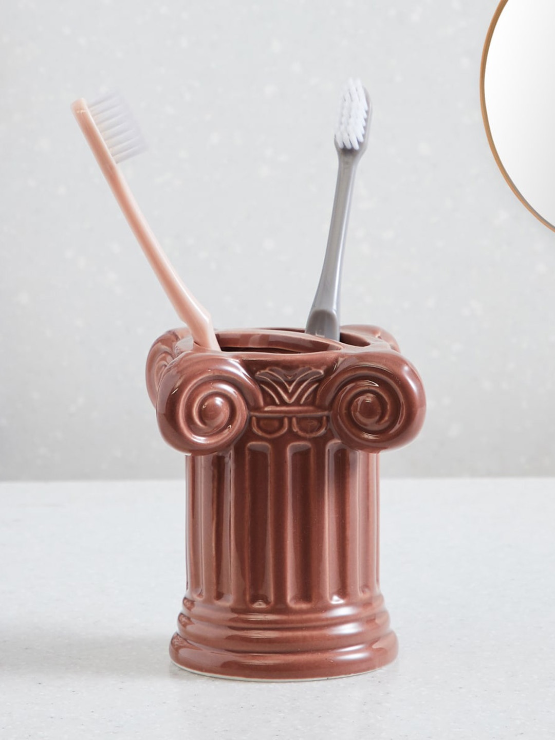 

Home Centre Nova Roman Empire Red Textured Pillar Shaped Ceramic Toothbrush Holder
