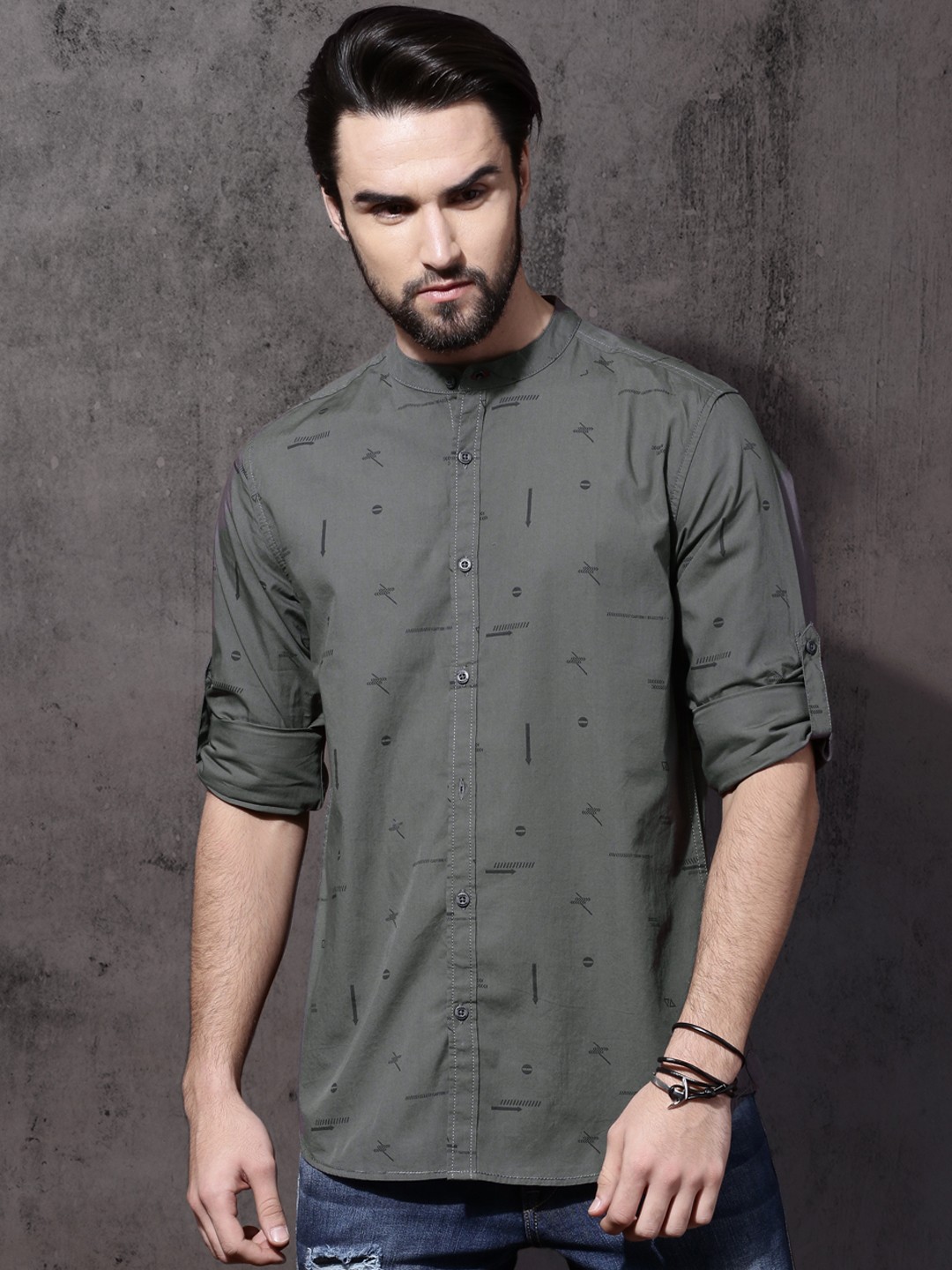 

Roadster Men Grey Regular Fit Printed Sustainable Casual Shirt