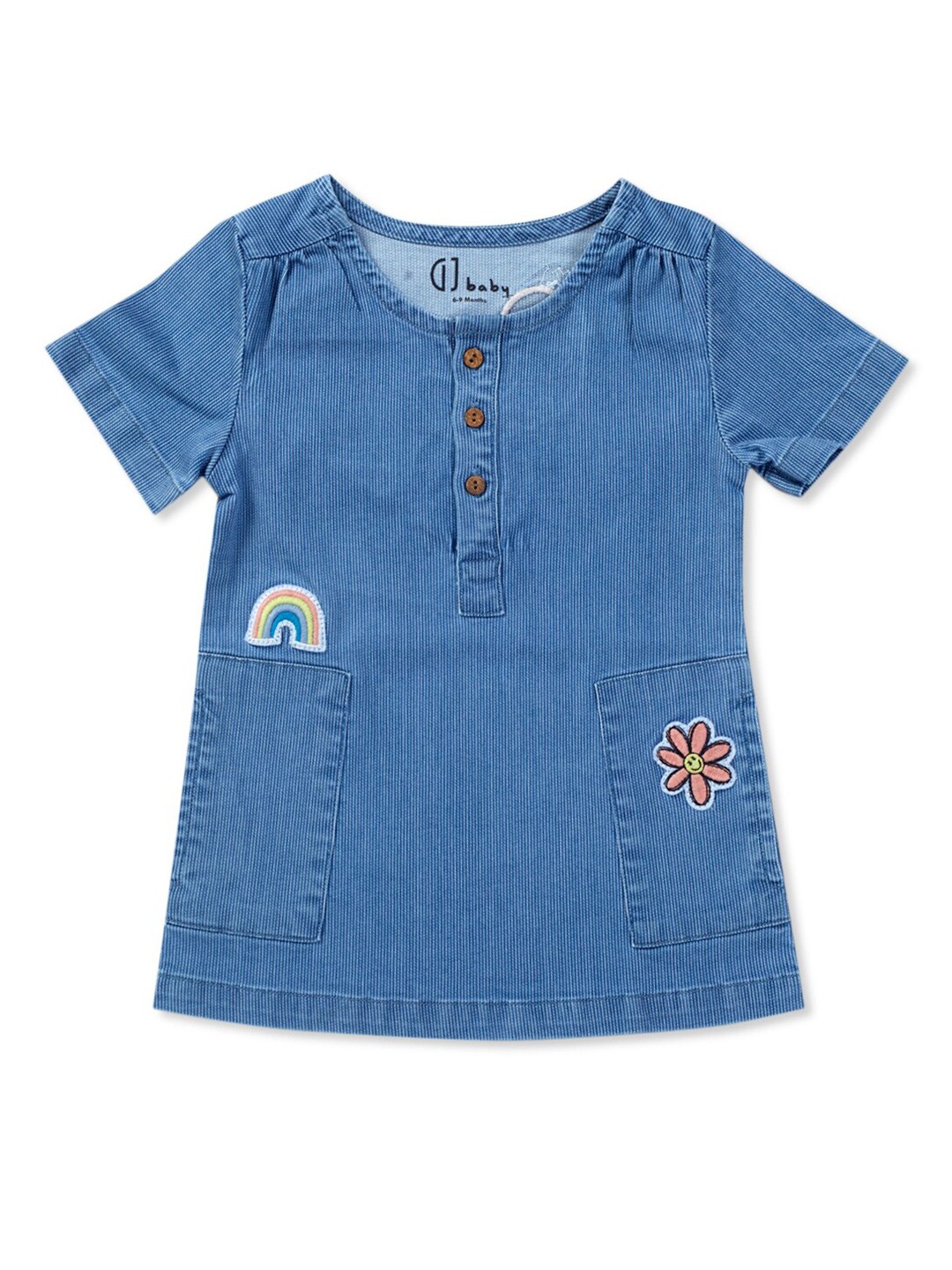 

Gini and Jony Infant Girls Applique Denim A-Line Dress, Blue