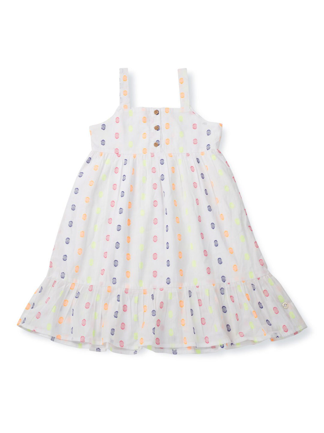 

Gini and Jony Infant Girls Self Design Cotton A-Line Dress, White
