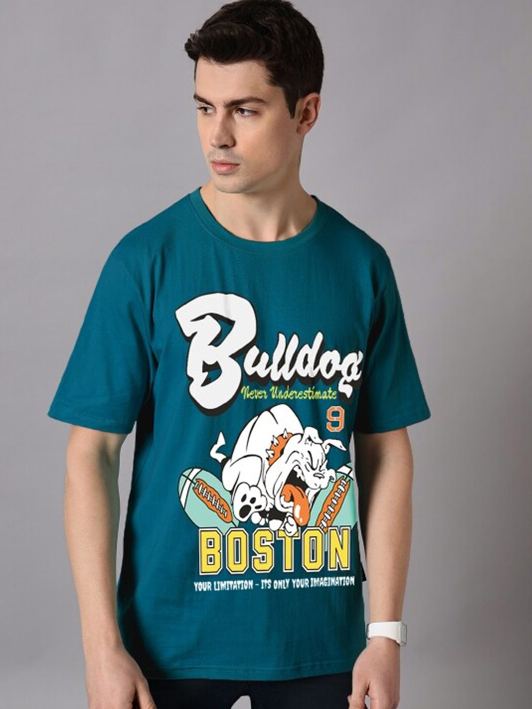 

The Dry State Blue Graphic Printed Oversize Cotton T-shirt