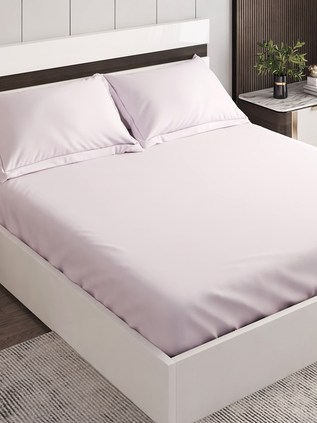 

Home Centre Lavender144 TC Cotton King Bedsheet With 2 Pillow Covers, Lavender