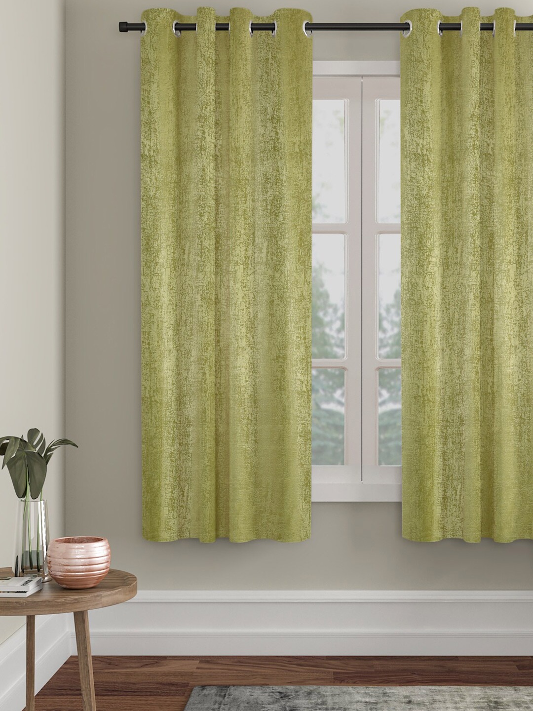 

SOKNACK Olive Green Textured Black Out Window Curtain