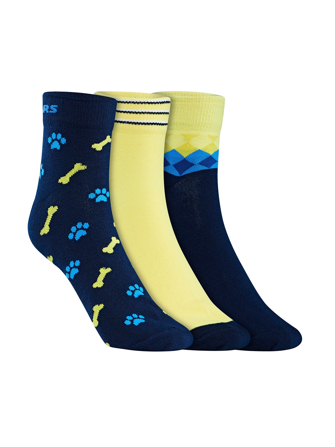 

Skechers Men Pack Of 3 Non Terry Low Cut Calf-Length Socks, Navy blue