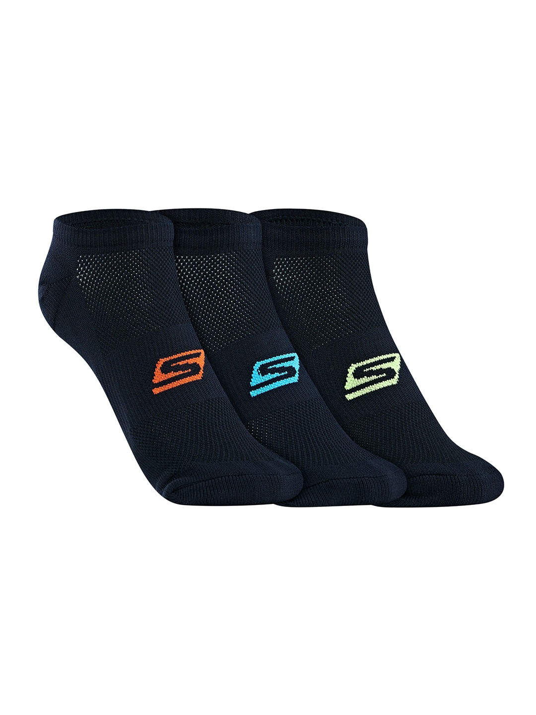 

Skechers Women Pack Of 3 Patterned Non Terry Low Cut Ankle Length Socks, Black