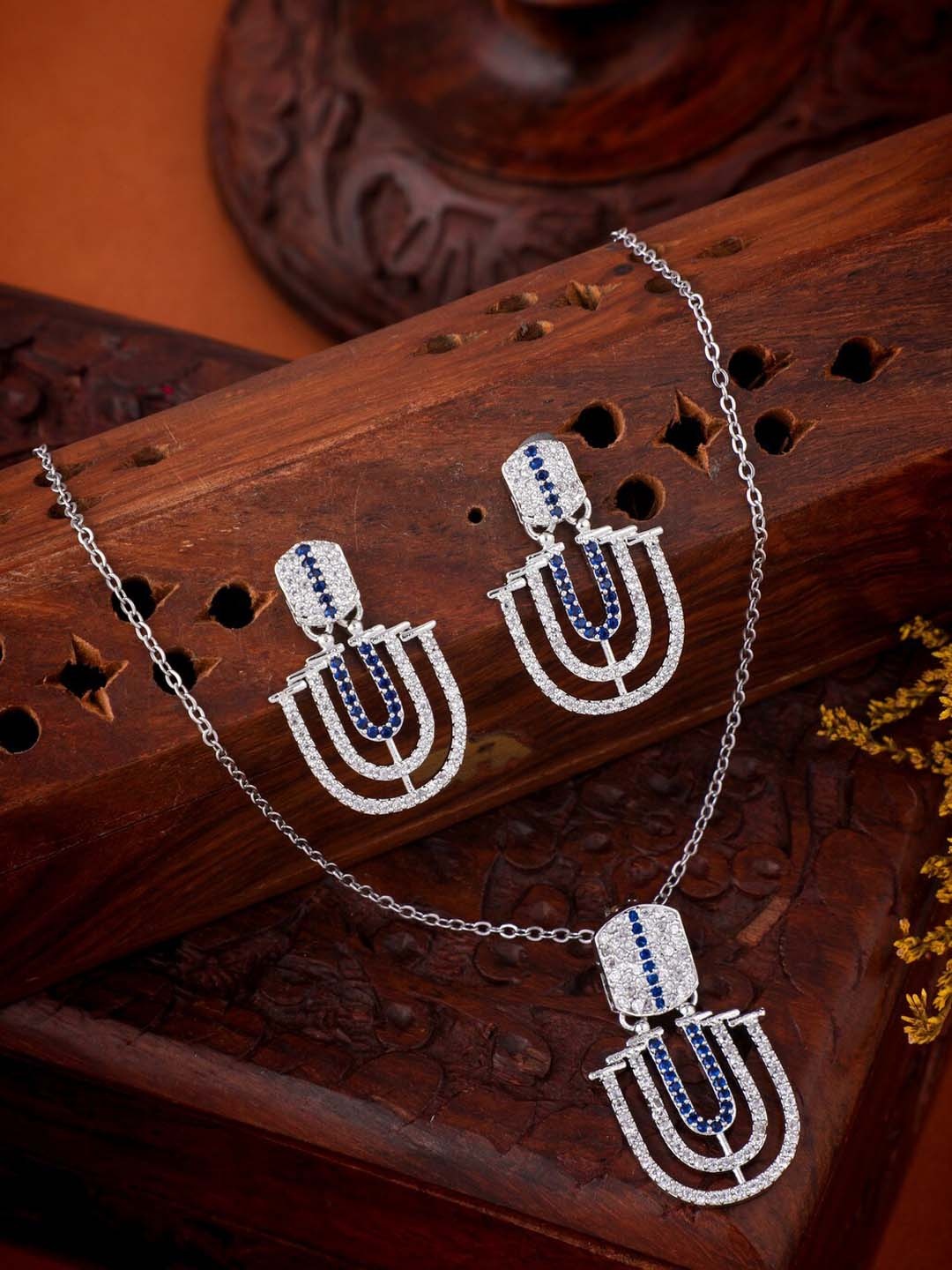 

Vita Bella Silver-Plated AD-Studded & Beaded Necklace & Earrings
