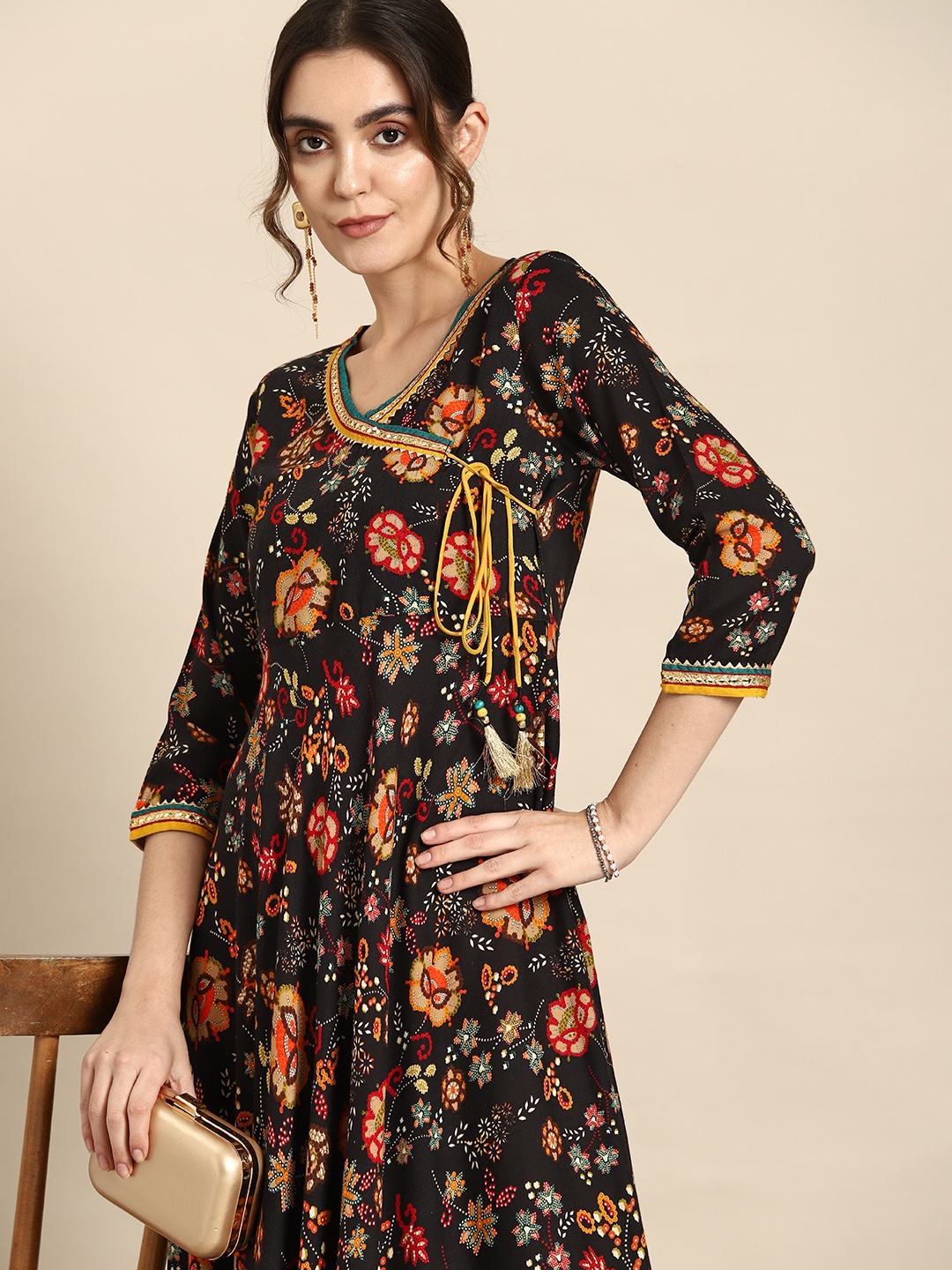 

all about you Floral Print Gotta Patti Liva Maxi Dress, Green