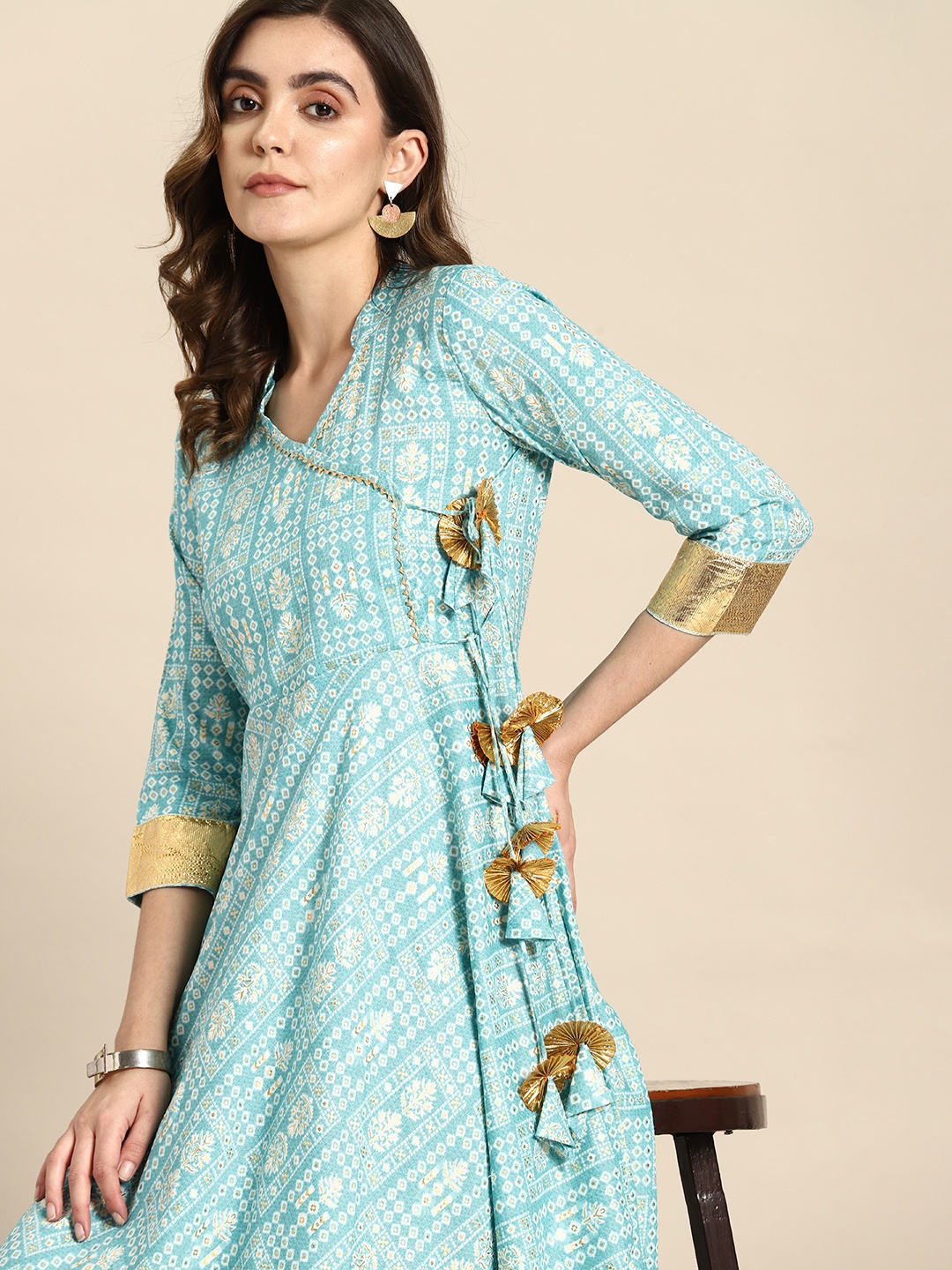 

all about you Floral Print Gotta Patti Liva Maxi Dress, Blue