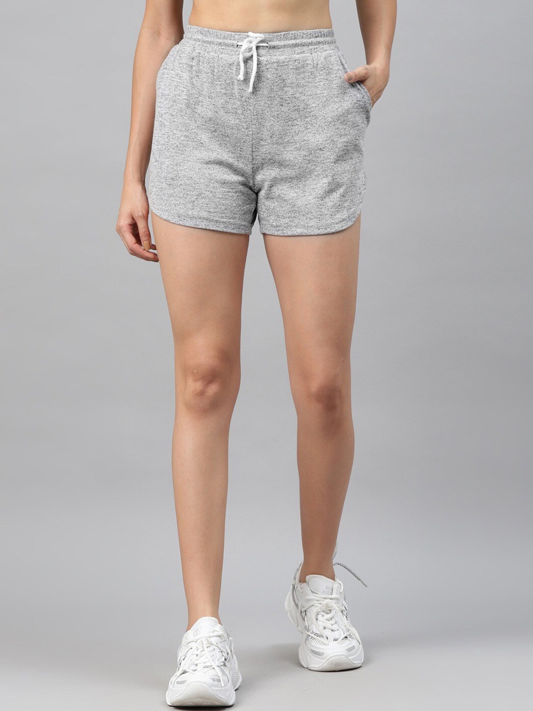 

Laabha Women Slim Fit Mid-Rise Cotton Shorts, Grey