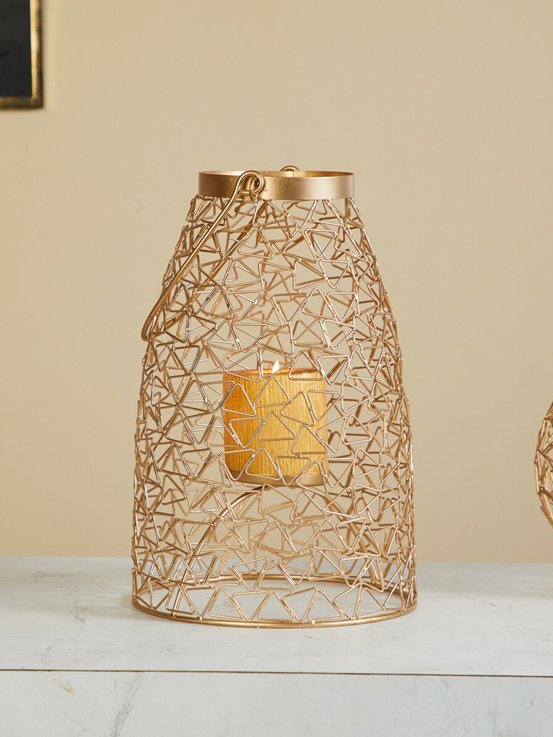 

Home Centre Metal Wired Hanging Votive Holder, Gold