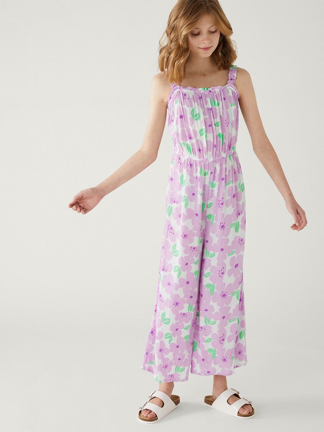 

Marks & Spencer Girls Floral Printed Basic Jumpsuit, Pink