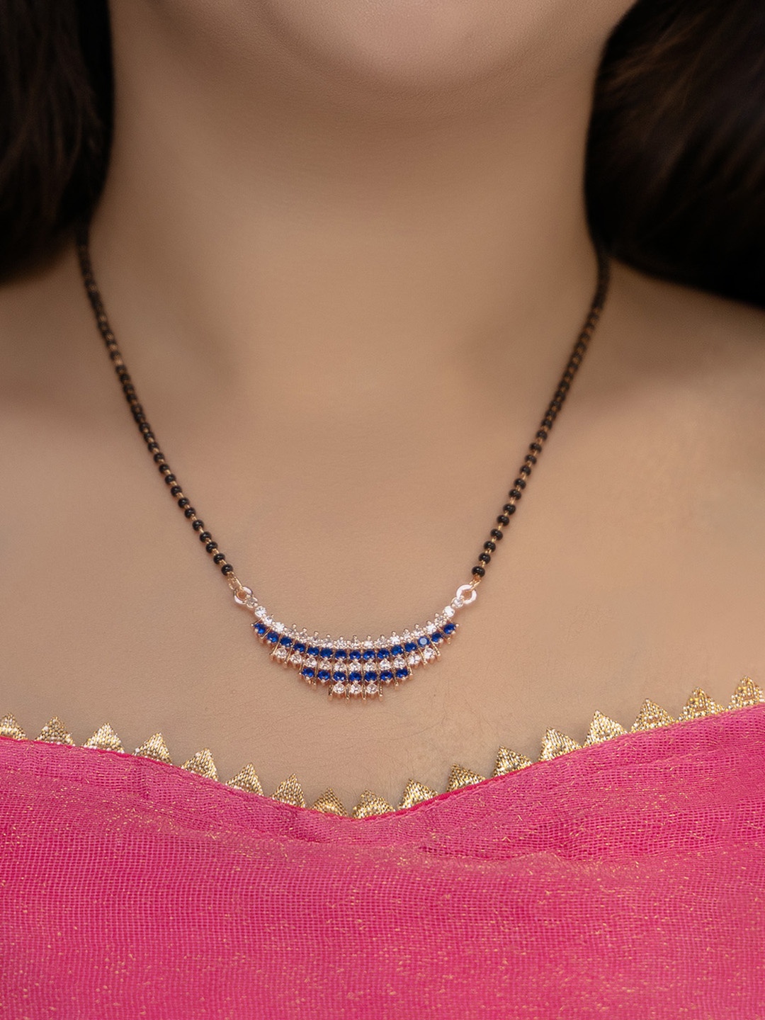 

Vita Bella Rose Gold-Plated Stone-Studded Brass Mangalsutra