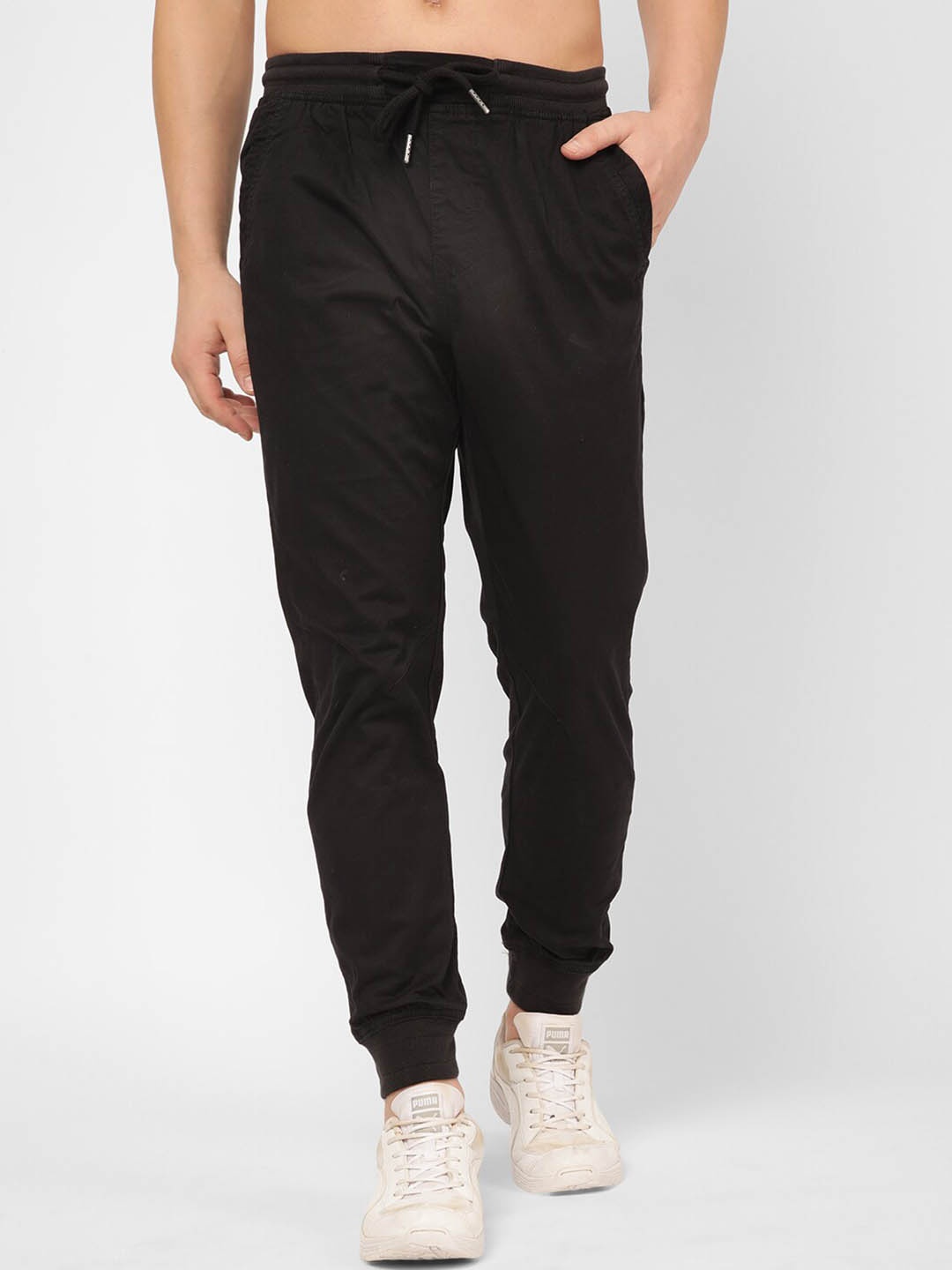 

R&B Men Mid-Rise Cotton Joggers, Brown