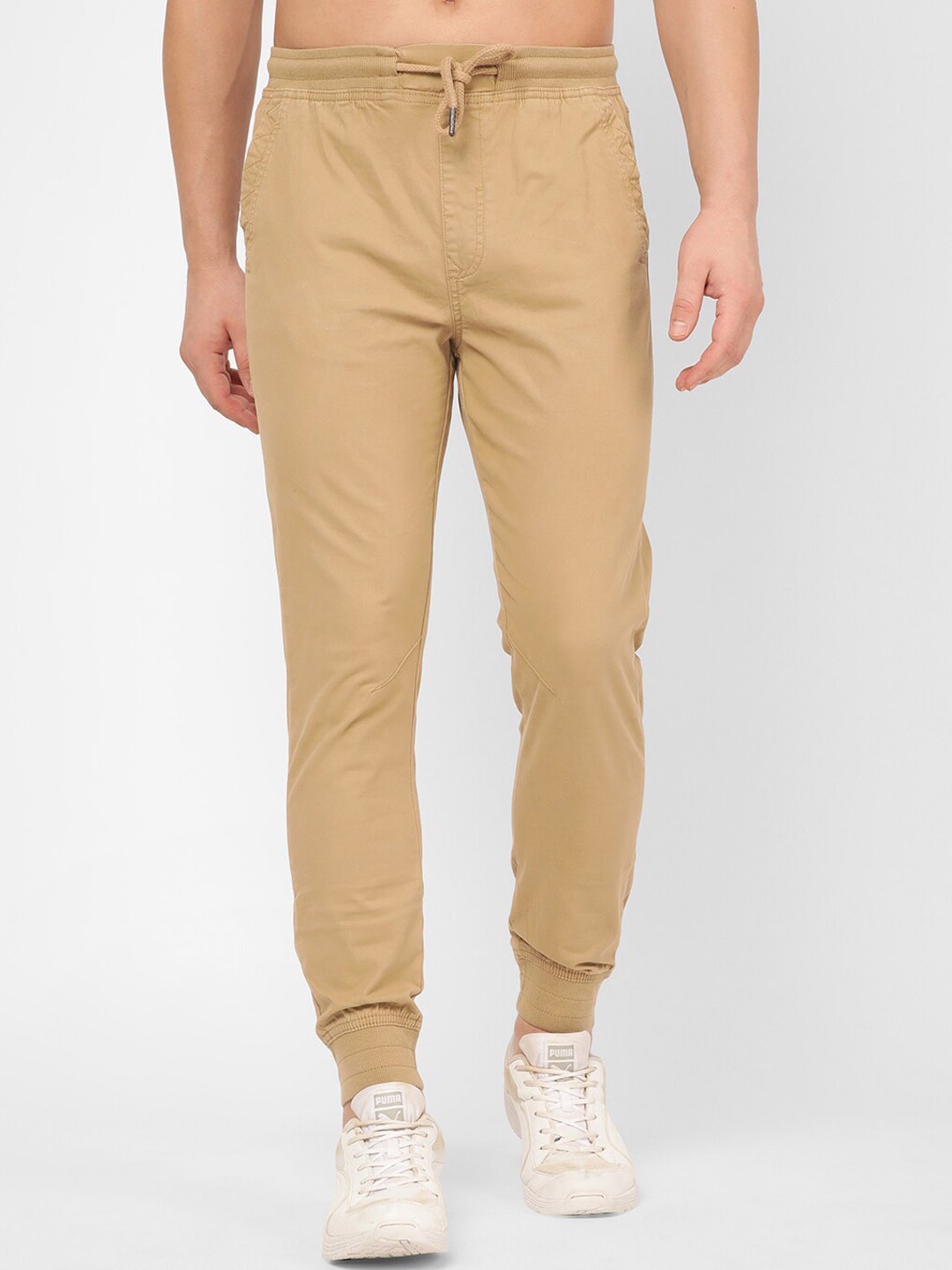 

R&B Men Mid-Rise Regular Joggers, Khaki