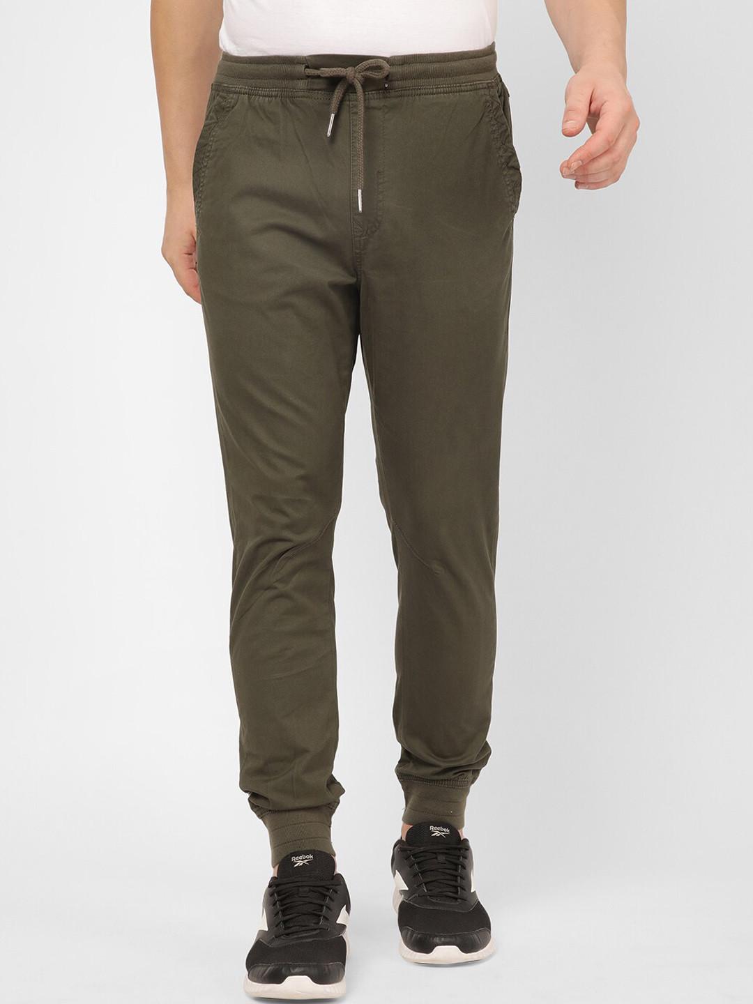 

R&B Men Mid-Rise Sports Joggers, Olive