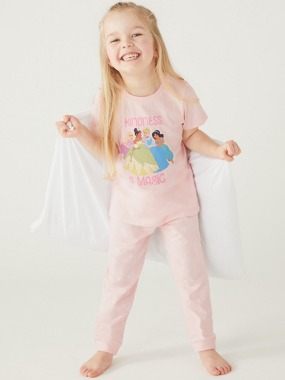 

Marks & Spencer Girls Graphic Printed Pure Cotton Night Suit, Pink