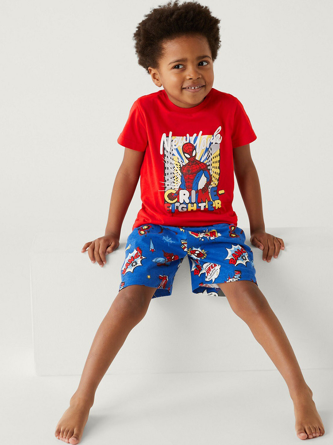 

Marks & Spencer Boys Spider Man Printed Pure Cotton Night Suit, Red