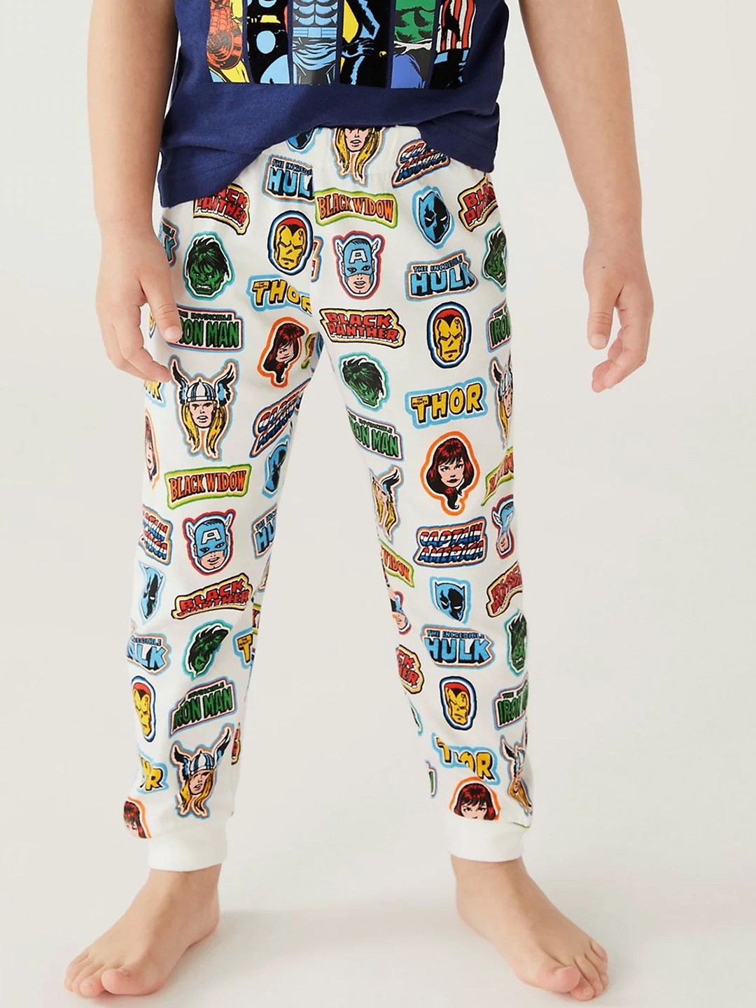 

Marks & Spencer Boys Super Heros Printed Pure Cotton Night Suit, Navy blue