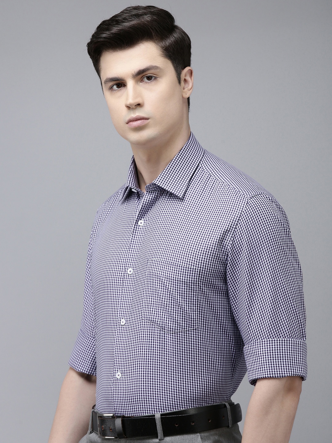 

Van Heusen Men Micro Checks Opaque Checked Formal Shirt, Purple