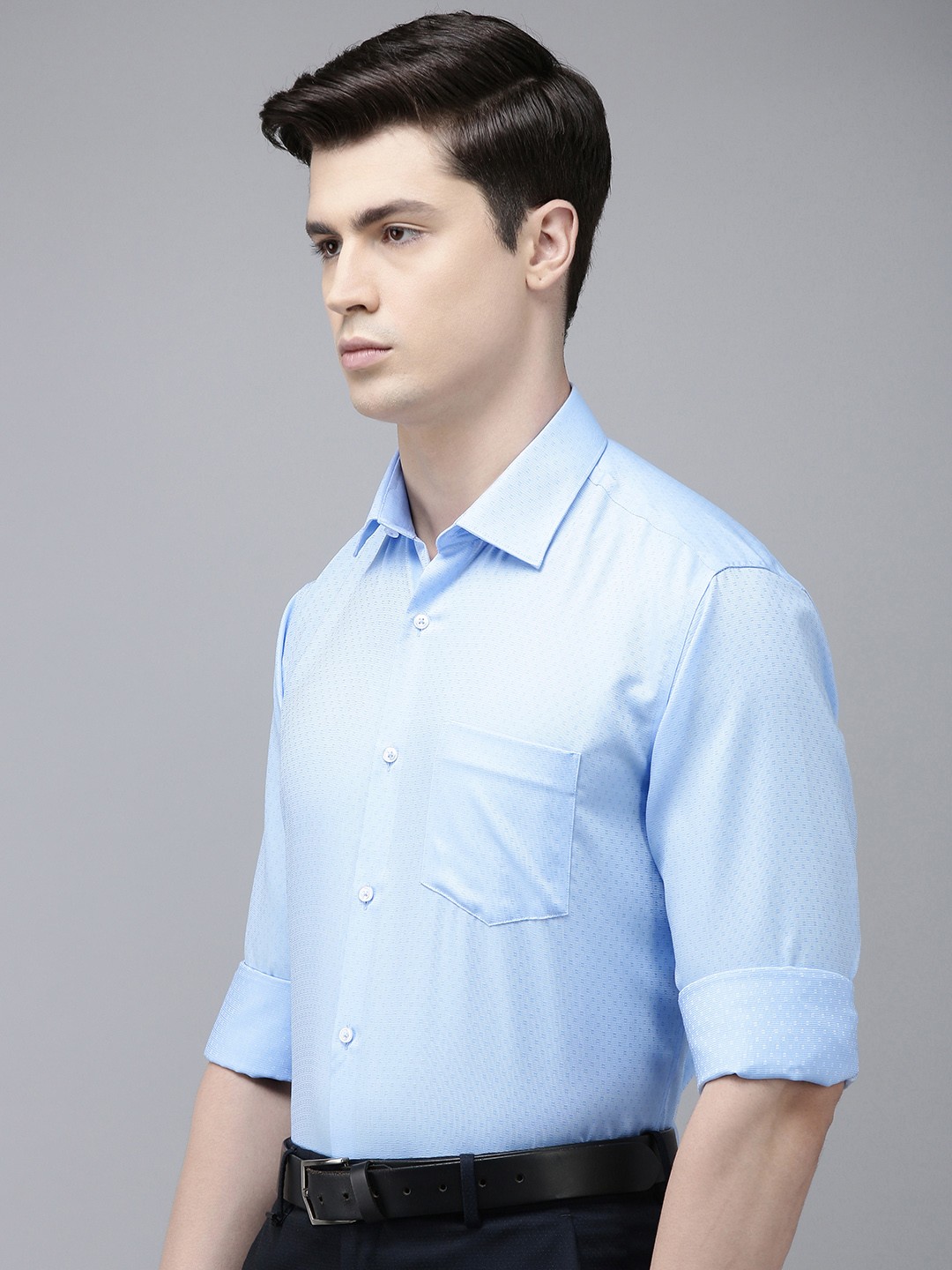 

Van Heusen Men Self Design Opaque Formal Shirt, Blue