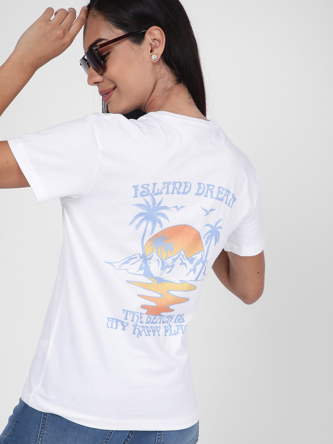 

R&B Graphic Printed Cotton T-shirt, White