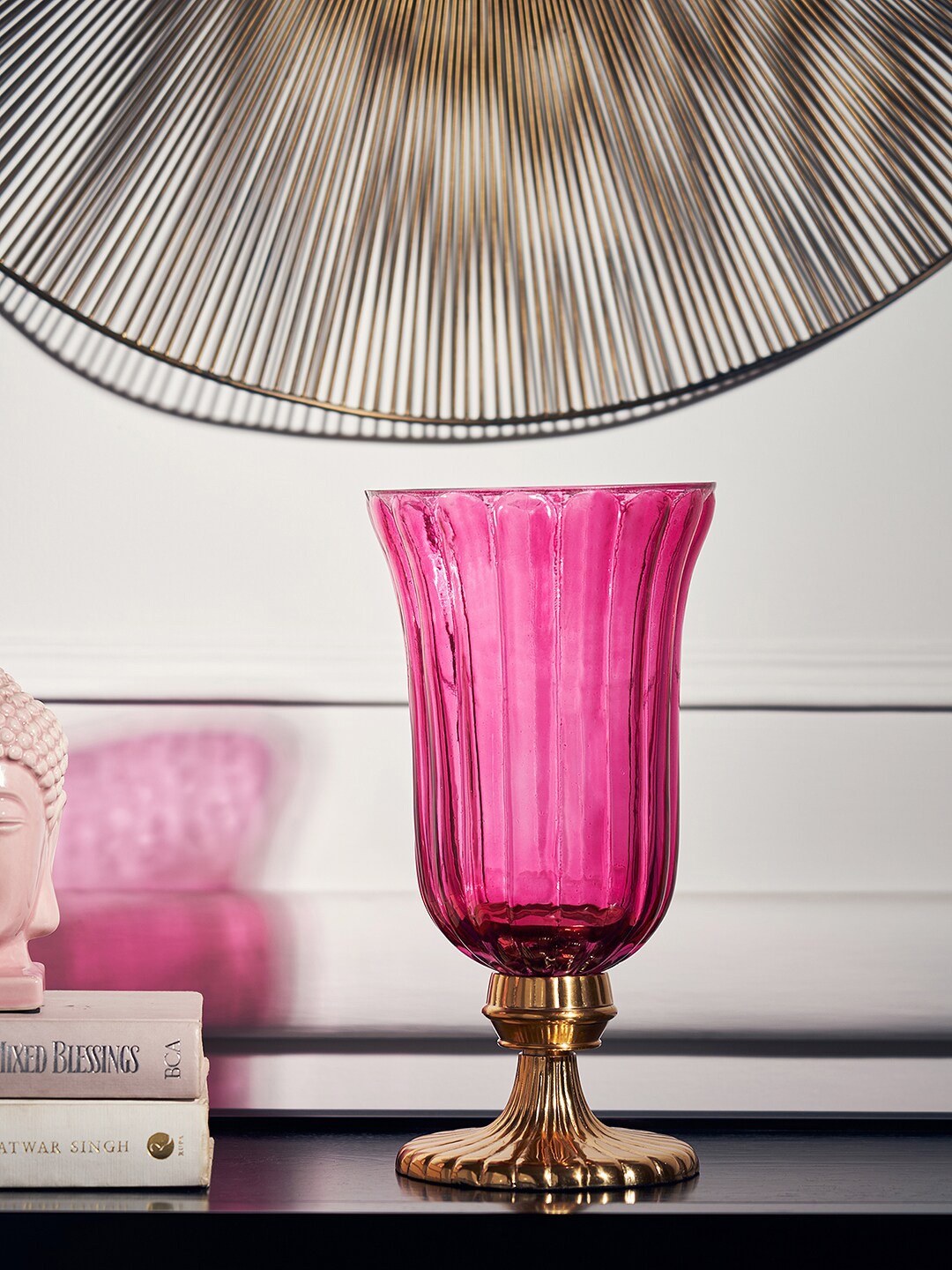 

Pure Home and Living Pink Textured Candle Holders