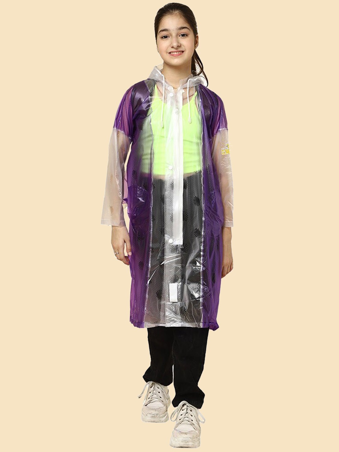 

THE CLOWNFISH Kids Waterproof PVC Long Raincoat, Purple