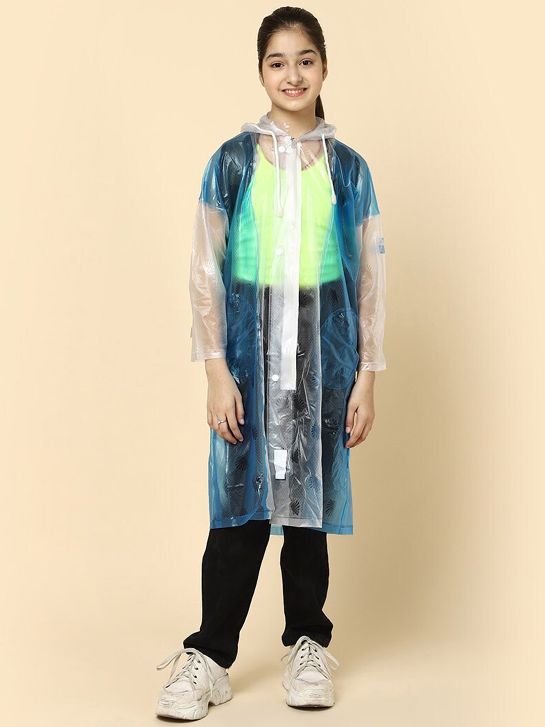 

THE CLOWNFISH Kids Waterproof PVC Long Raincoat, Blue