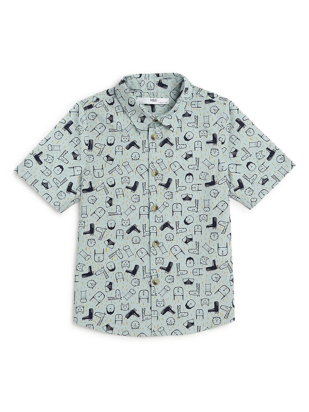 

Marks & Spencer Boys Conversational Printed Cotton Casual Shirt, Blue