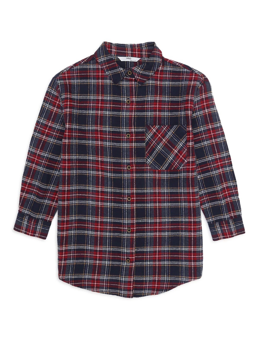 

Marks & Spencer Girls Tartan Checked Pure Cotton Casual Shirt, Navy blue