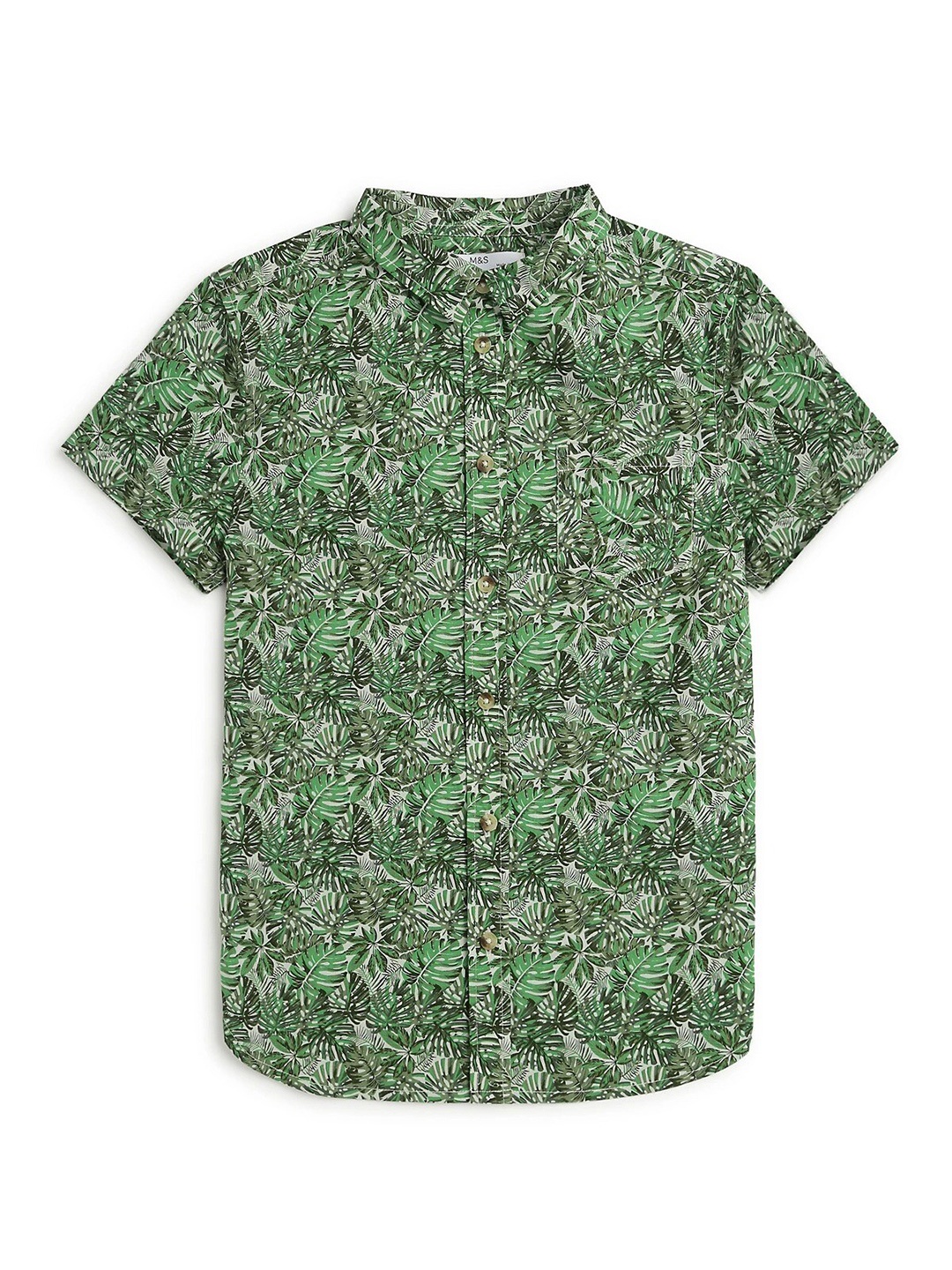 

Marks & Spencer Boys Floral Printed Cotton Casual Shirt, Green