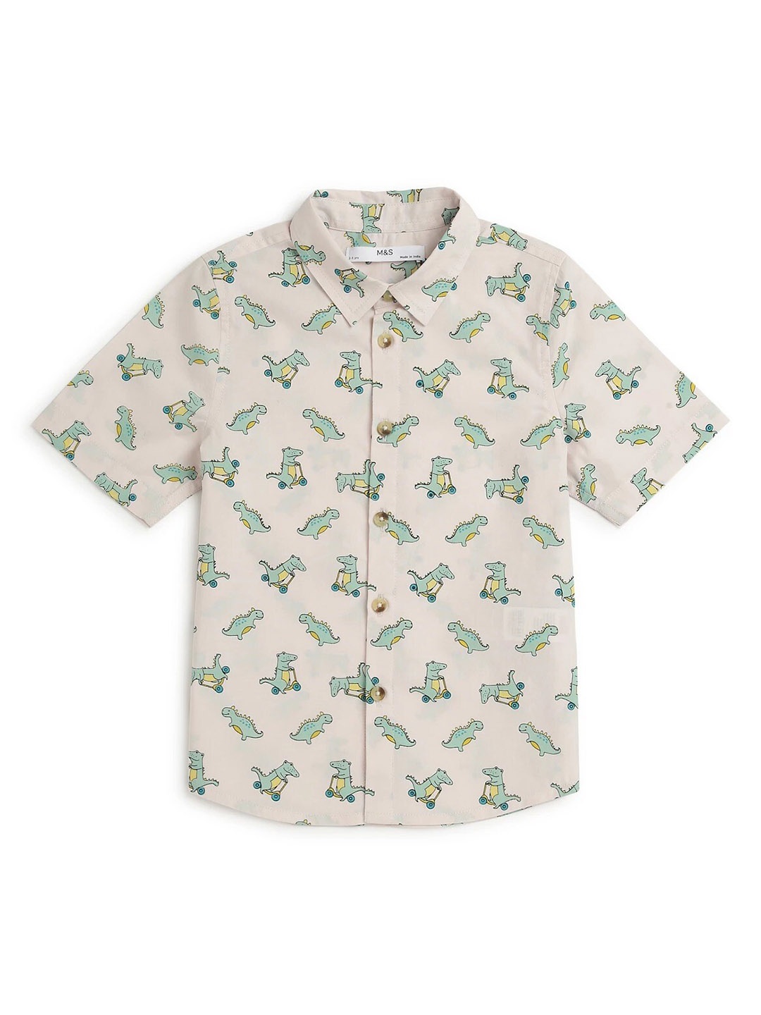 

Marks & Spencer Kids Boys Conversational Printed Pure Cotton Casual Shirt, Beige