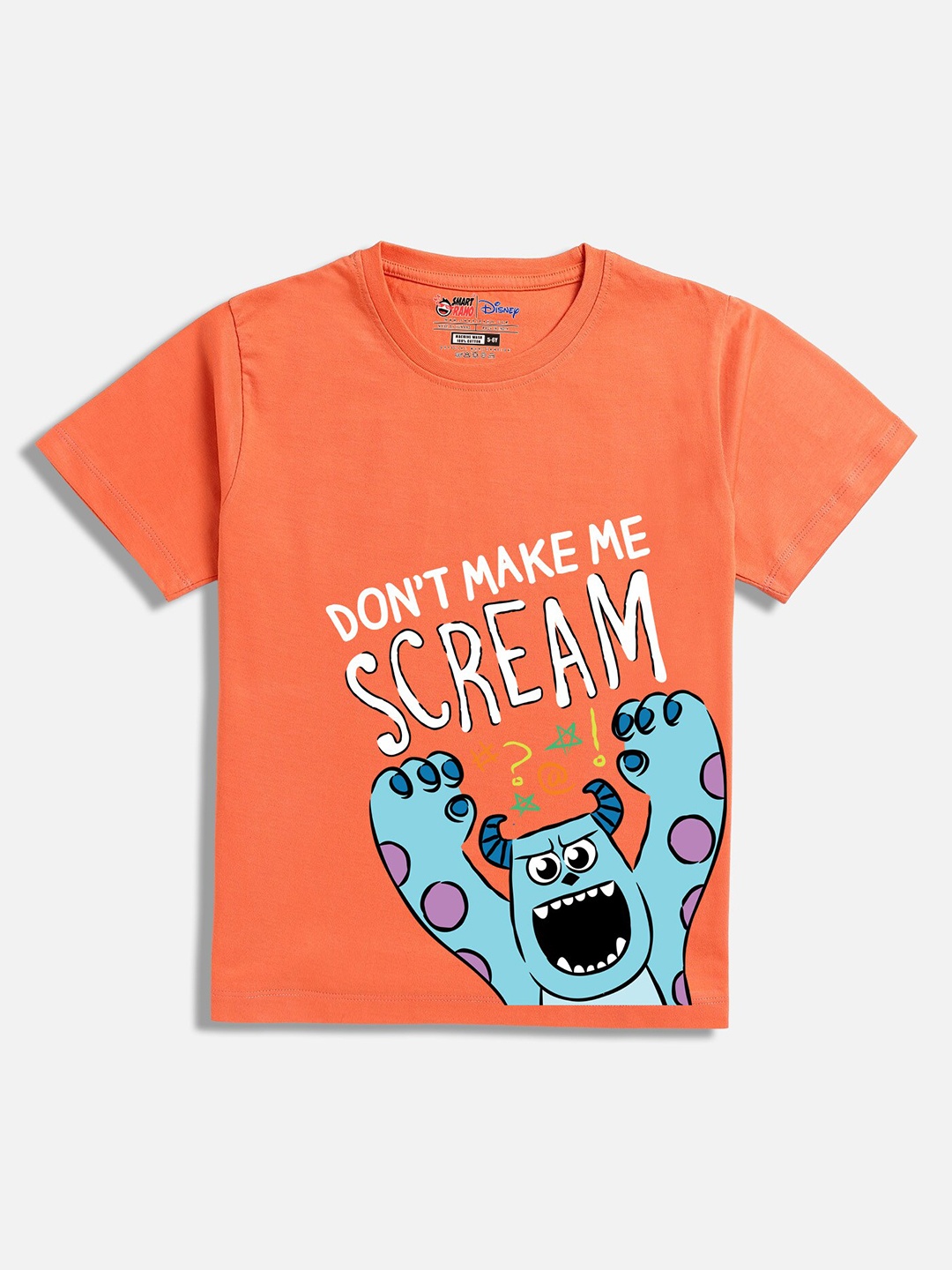 

SmartRAHO Boys Monsters Inc. Printed Cotton T-shirt, Orange