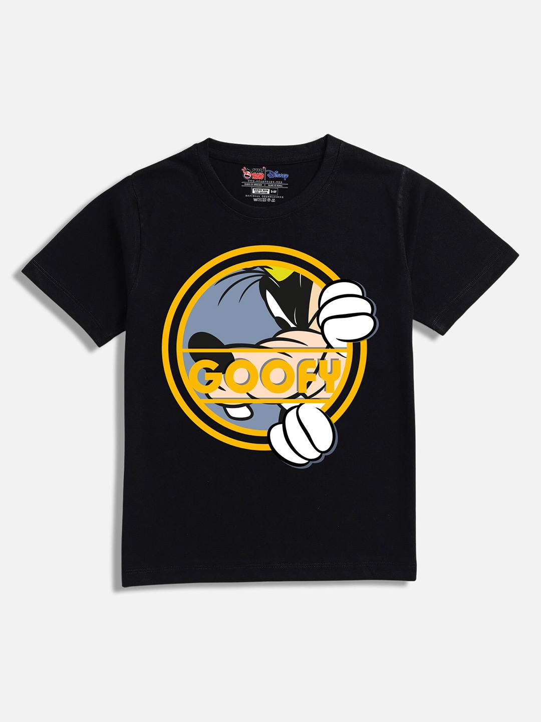 

SmartRAHO Boys Goofy Printed Round Neck Cotton T-shirt, Black