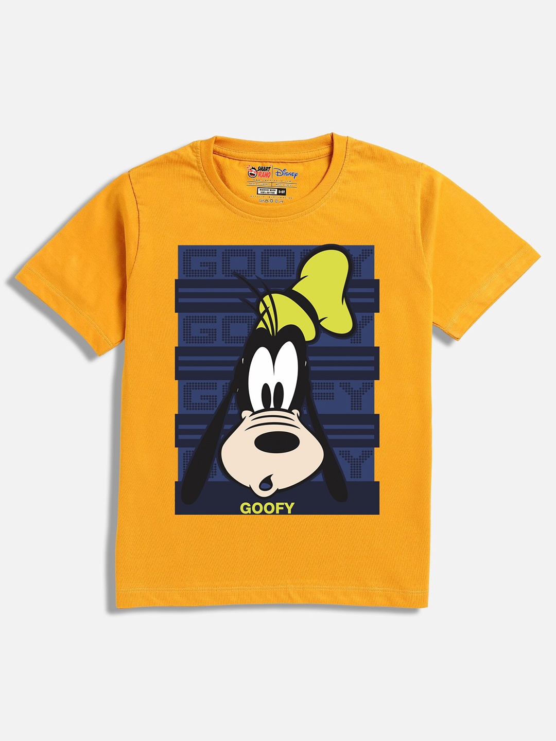 

SmartRAHO Boys Goofy Printed Cotton T-shirt, Yellow