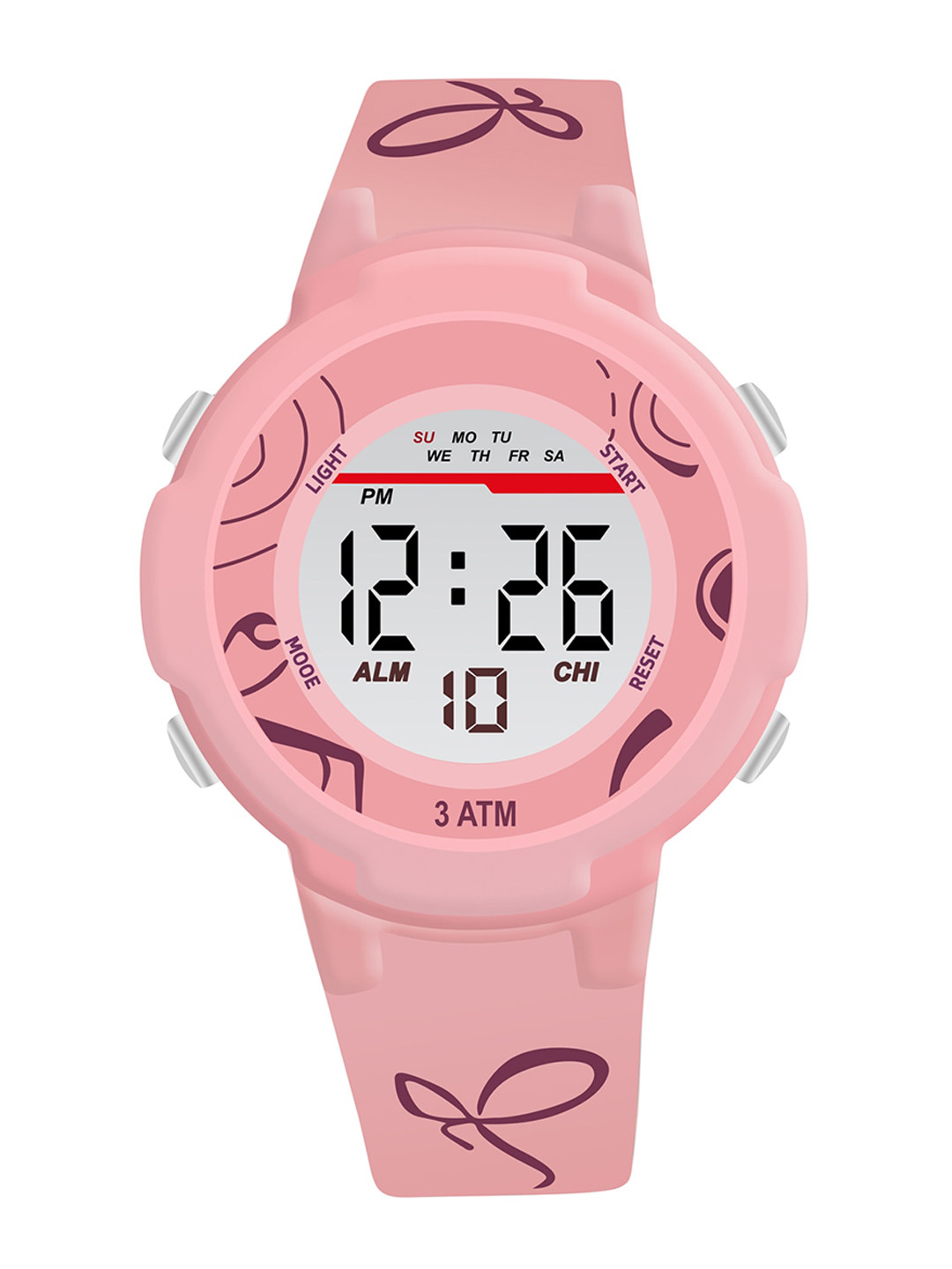 

Spiky Kids Printed Dial & Straps Digital Multi Function Automatic Watch SPKEVA11_C3_PNK, Pink