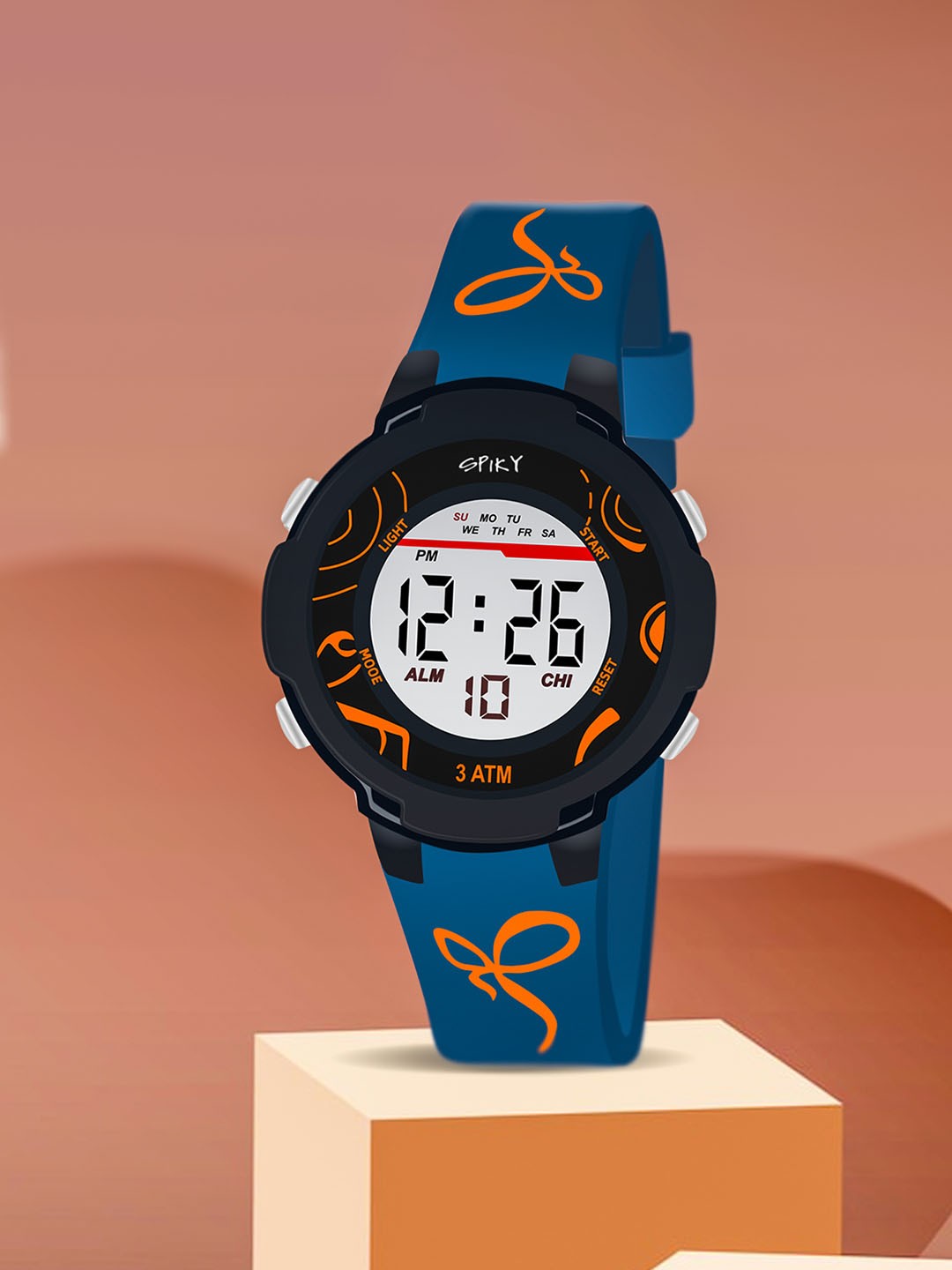 

Spiky Kids Printed Dial & Straps Digital Multi Function Automatic Watch SPKEVA11_C1_BLK, Black