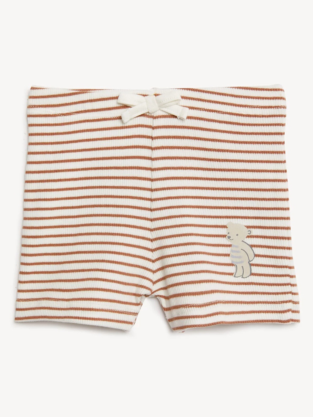 

Marks & Spencer Infants Striped High-Rise Shorts, Brown