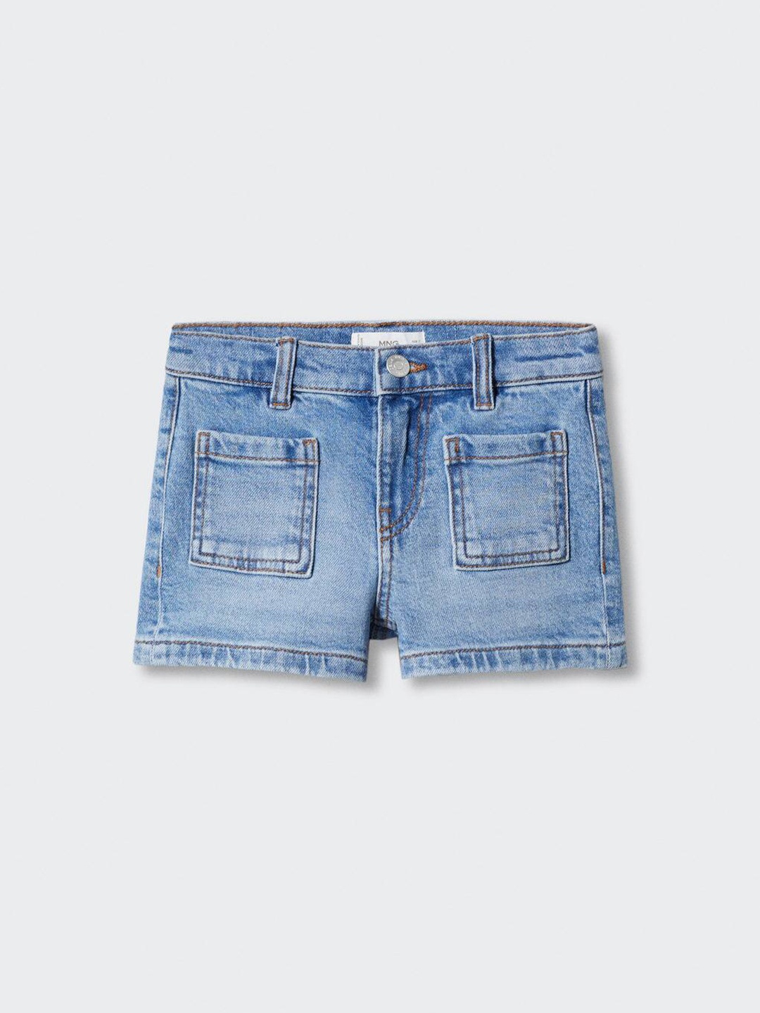 

Mango Kids Girls Mid-Rise Straight Fit Stretchable Denim Shorts, Blue