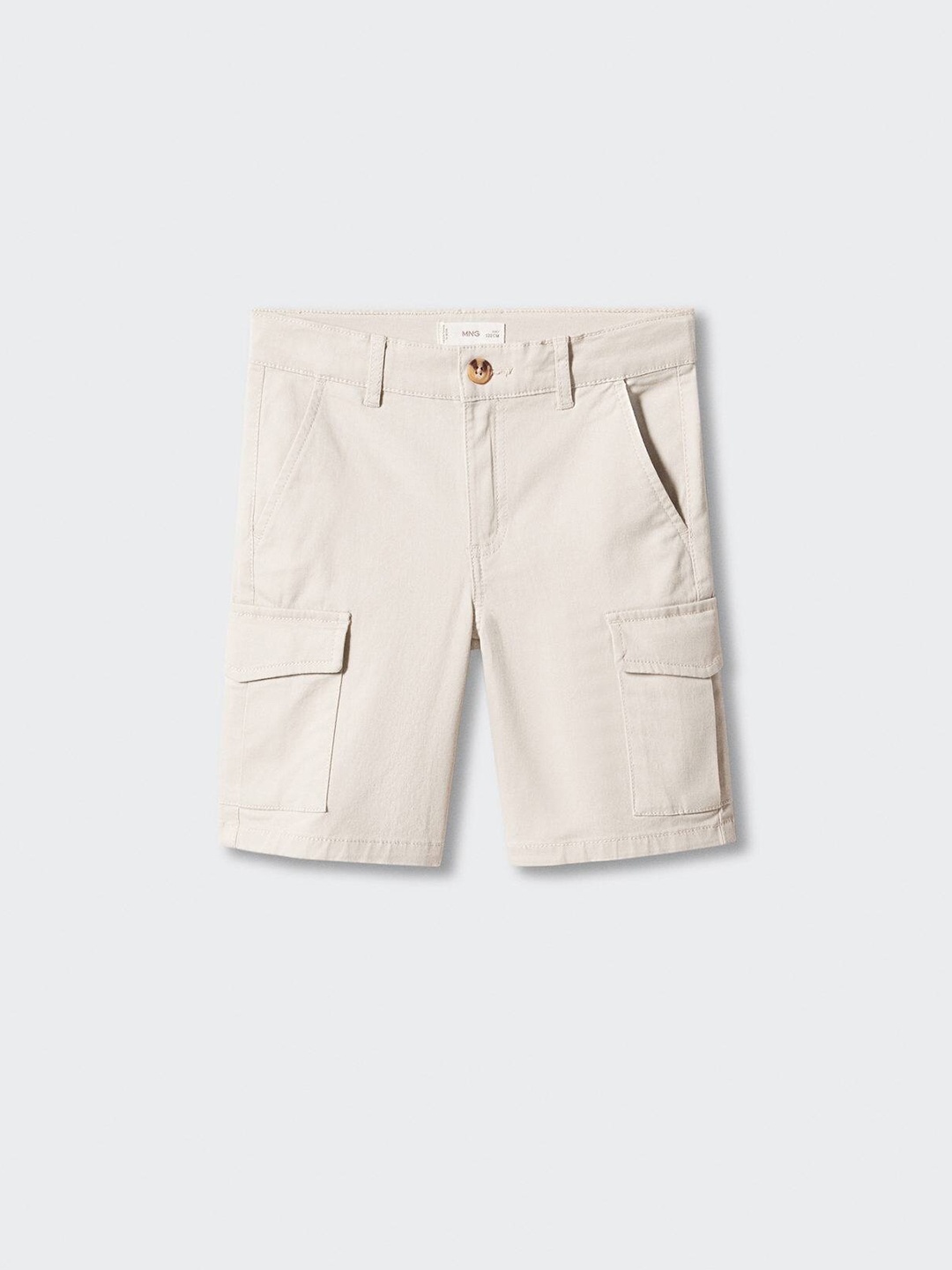 

Mango Kids Boys Mid-Rise Straight Fit Stretchable Bermuda Cargo Shorts, Off white
