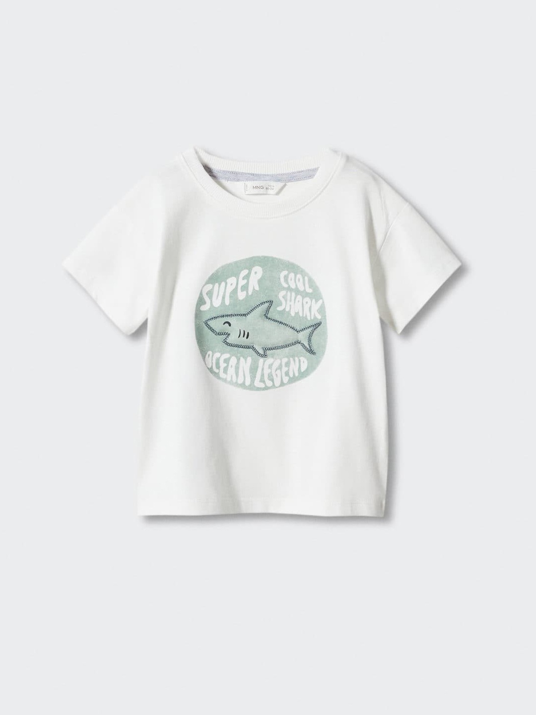 

Mango Kids Boys Pure Cotton Typography Print Applique Detail T-shirt, White